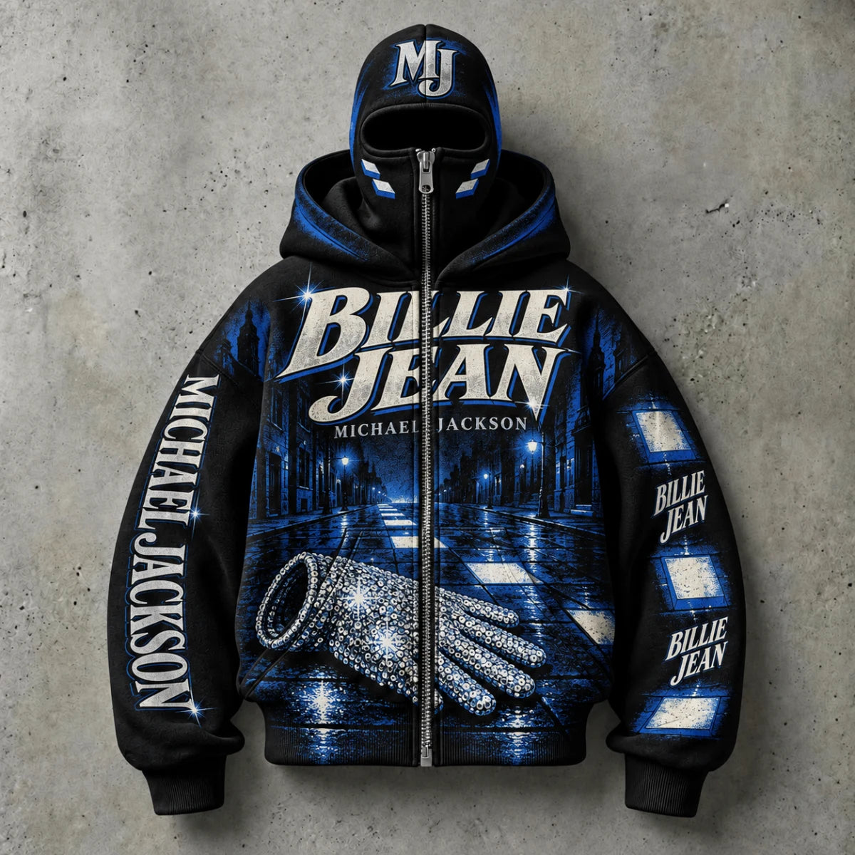 MJ HOODS Billie Jean double-hood zip hoodie