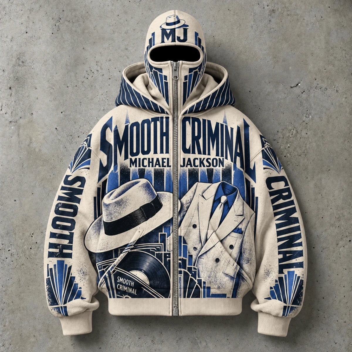 MJ HOODS Smooth Criminal double-hood zip hoodie