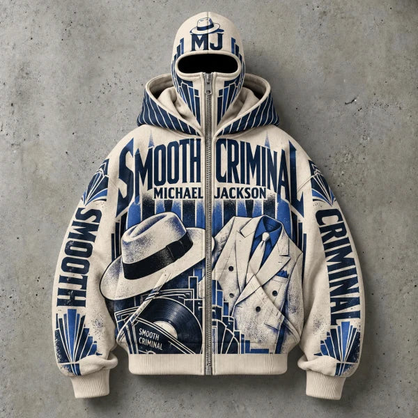 Smooth Criminal double-hood zip hoodie, front design